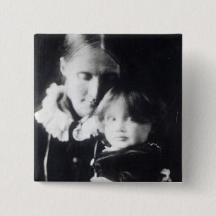 Badge Carré 5 Cm La Virginie Woolf, avec sa mère Julia, 1884