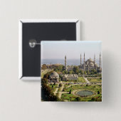 Badge Carré 5 Cm La vue du sultan Ahmet Camii a construit 1609-16 (Devant & derrière)