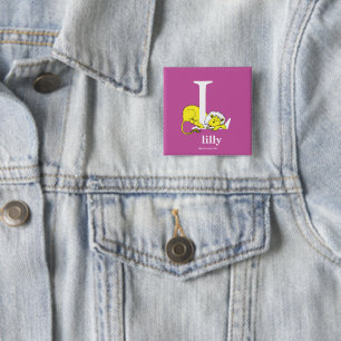 Badge Carré 5 Cm L'ABC de Dr Seuss : Lettre L - Blanc Ajoutez vot