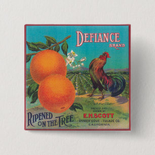 Badge Carré 5 Cm Label Orange DéfianceVenice Cove, CA