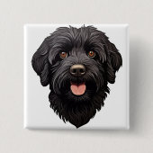 Badge Carré 5 Cm Labradoodle Chien noir (Devant)