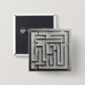 Badge Carré 5 Cm Labyrinthe argenté (Devant & derrière)