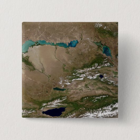 Badge Carré 5 Cm Lac Balkhash dans l'est du Kazakhstan (Devant)