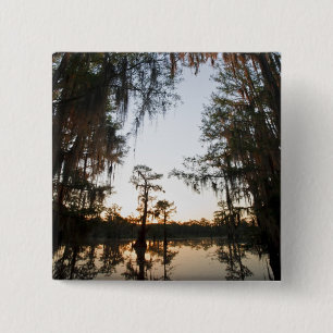Badge Carré 5 Cm Lac Caddo au lever du soleil