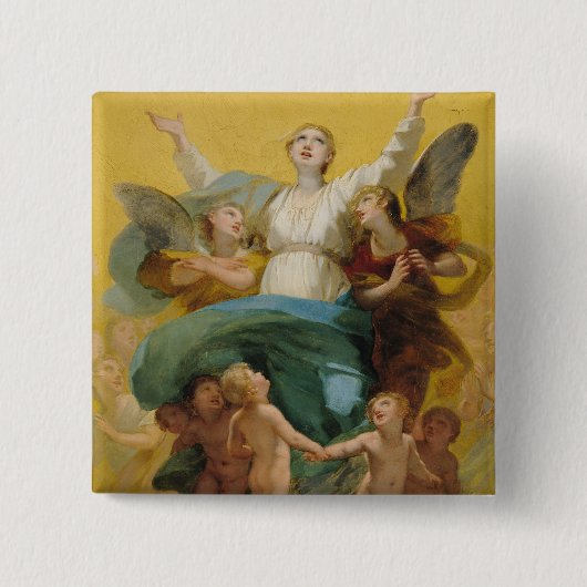 Badge Carré 5 Cm L'acceptation de la Vierge (Devant)