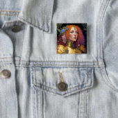 Badge Carré 5 Cm Lady Knight Warrior Armor Imaginaire Art (En situation)