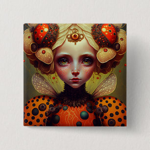 Badge Carré 5 Cm Ladybug Queen 2 mignonne Imaginaire Art
