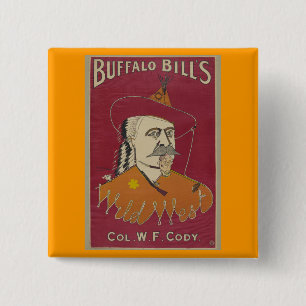 Badge Carré 5 Cm L'affiche occidentale sauvage 1890 de Buffalo Bill