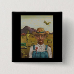 Badge Carré 5 Cm L'agriculteur excentrique