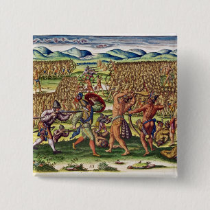 Badge Carré 5 Cm L'aide française les Indiens dans la bataille