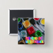 Badge Carré 5 Cm L'aide maintiennent l'art dans nos écoles ! (Devant & derrière)