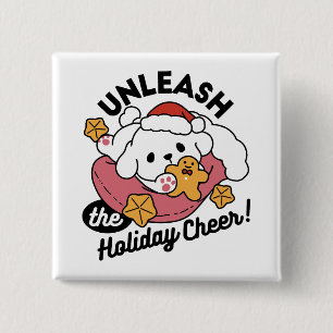 Badge Carré 5 Cm Laisser la joie des fêtes - Noël de chien mignon