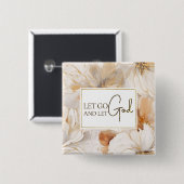 Badge Carré 5 Cm Laissons Dieu Citer l'inspiration chrétienne (Devant & derrière)