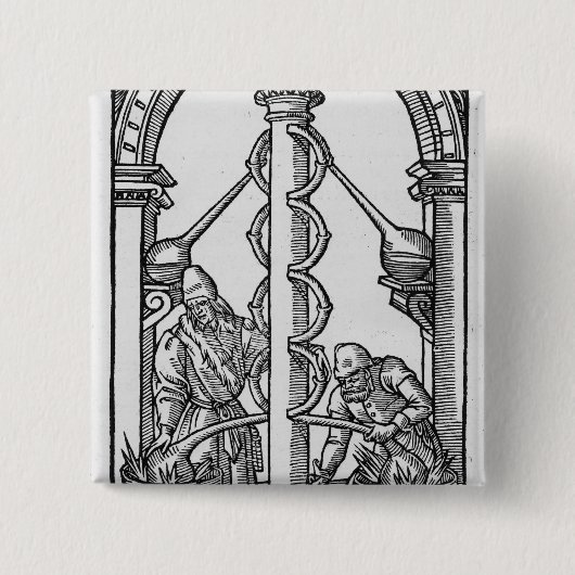 Badge Carré 5 Cm L'alchimiste au travail (Devant)