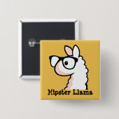 Badge Carré 5 Cm Lama de hippie (Devant & derrière)