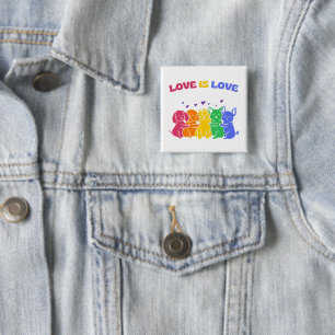 Badge Carré 5 Cm L'amour coloré LGBTQ est amour Chats et Chiens