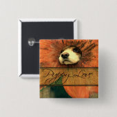 Badge Carré 5 Cm L'amour des chiots (Devant & derrière)