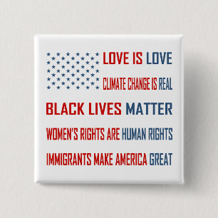 Badge Carré 5 Cm L'amour est bouton de carré d'amour