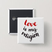 Badge Carré 5 Cm L'amour est ma religion (Devant & derrière)