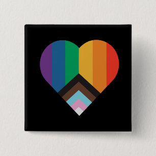 Badge Carré 5 Cm L'amour LGBT+pride. drapeau arc-en-ciel