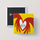 Badge Carré 5 Cm L'amour moule le bouton de crainte (Devant & derrière)