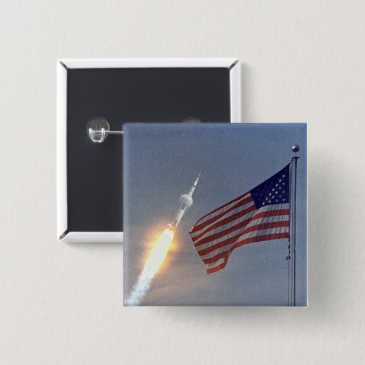 Badge Carré 5 Cm Lancement d'Apollo 11 (Devant & derrière)