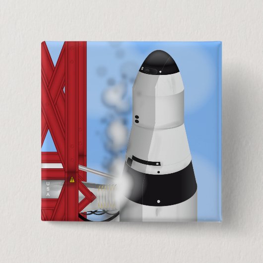 Badge Carré 5 Cm Lanceur de fusée PAD (Devant)