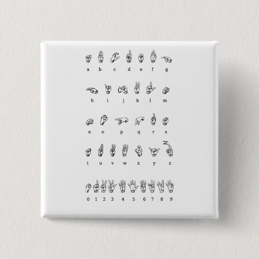Badge Carré 5 Cm Langue des signes américaine (ASL) (Devant)