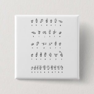 Badge Carré 5 Cm Langue des signes américaine (ASL)