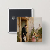 Badge Carré 5 Cm L'anniversaire du prêtre (Devant & derrière)