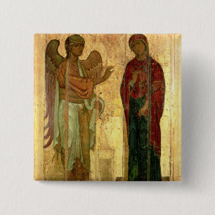 Badge Carré 5 Cm L'annonce d'Ustiug, c.1130-40 (tempera sur la