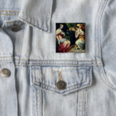 Badge Carré 5 Cm L'annonce (huile sur le panneau) 3 (En situation)