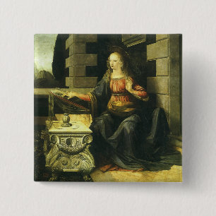 Badge Carré 5 Cm L'Annonciation du Seigneur de Léonard de Vinci