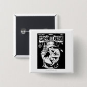 Badge Carré 5 Cm Lanterne verte avec le cap dans le combat, noir et (Devant & derrière)