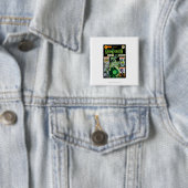Badge Carré 5 Cm Lanterne verte - comique ombragé par vert (En situation)