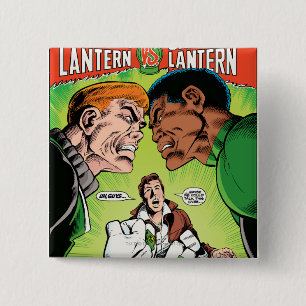 Badge Carré 5 Cm Lanterne verte contre la lanterne verte