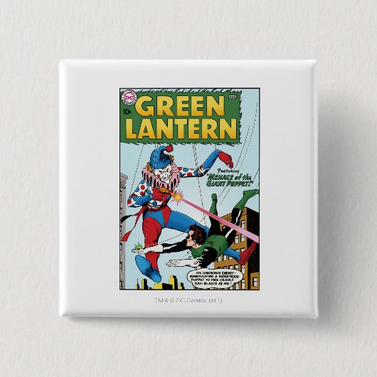 Badge Carré 5 Cm Lanterne verte contre le clown (Devant)