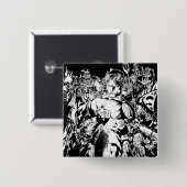 Badge Carré 5 Cm Lanterne verte entourée (Devant & derrière)