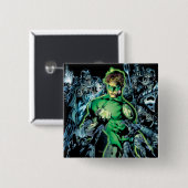 Badge Carré 5 Cm Lanterne verte entourée - couleur (Devant & derrière)