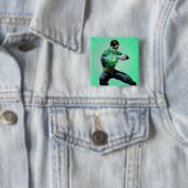 Badge Carré 5 Cm Lanterne verte et anneau rougeoyant (En situation)