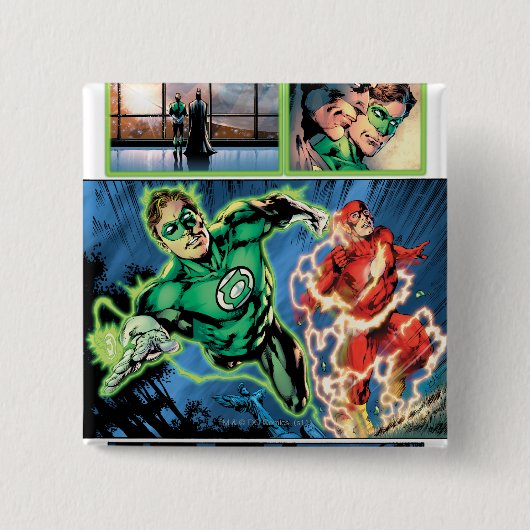 Badge Carré 5 Cm Lanterne verte et le panneau instantané (Devant)