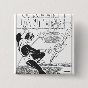 Badge Carré 5 Cm Lanterne verte - missile d'emballement, noir et