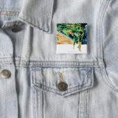 Badge Carré 5 Cm Lanternes de Gren volant dans l'espace (En situation)