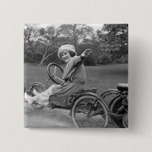 Badge Carré 5 Cm L'antiquité vont chariot, les années 1900 tôt