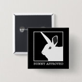BADGE CARRÉ 5 CM LAPIN APPROUVÉ (Devant & derrière)