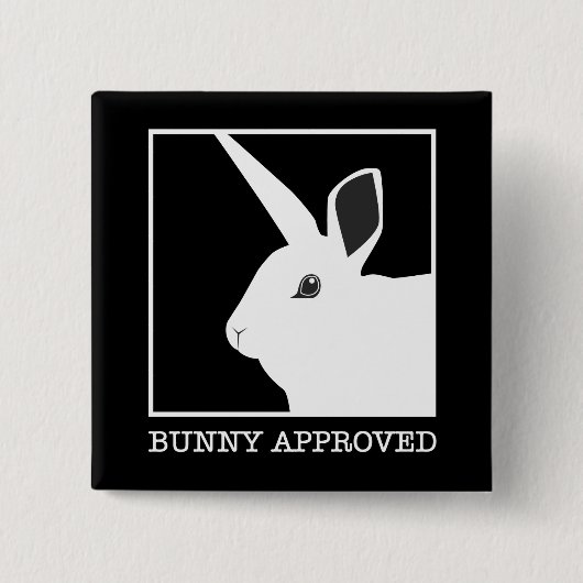 BADGE CARRÉ 5 CM LAPIN APPROUVÉ (Devant)