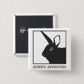BADGE CARRÉ 5 CM LAPIN APPROUVÉ (Devant & derrière)
