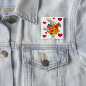 Badge Carré 5 Cm Lapin blanc 1 (En situation)