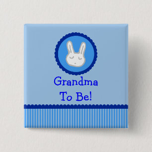 Badge Carré 5 Cm Lapin bleu "grand-maman à être" bouton de baby