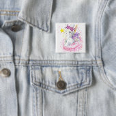 Badge Carré 5 Cm Lapin de fée d'aquarelle (En situation)